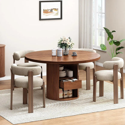 Round Dining Table with Storage