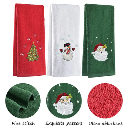 Embroidered Christmas Hand Towel Set