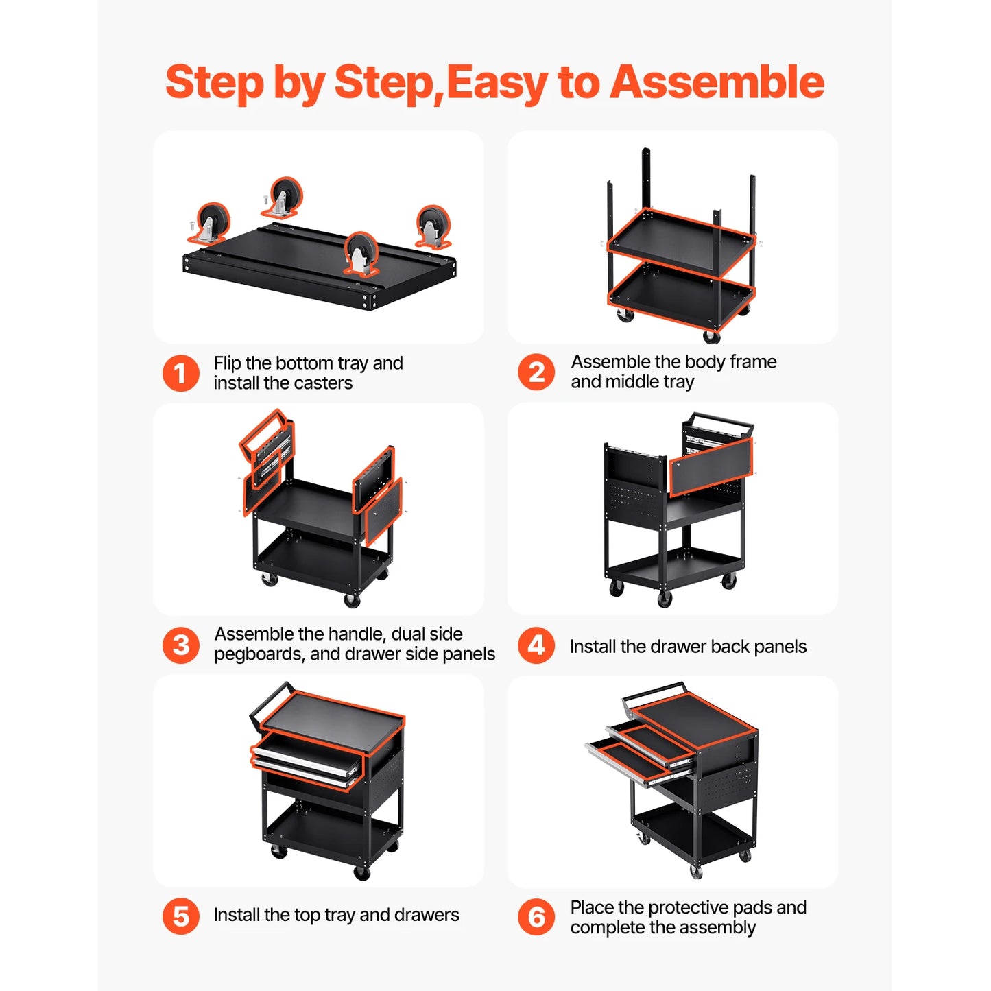 2-Drawer Rolling Tool Work Cart