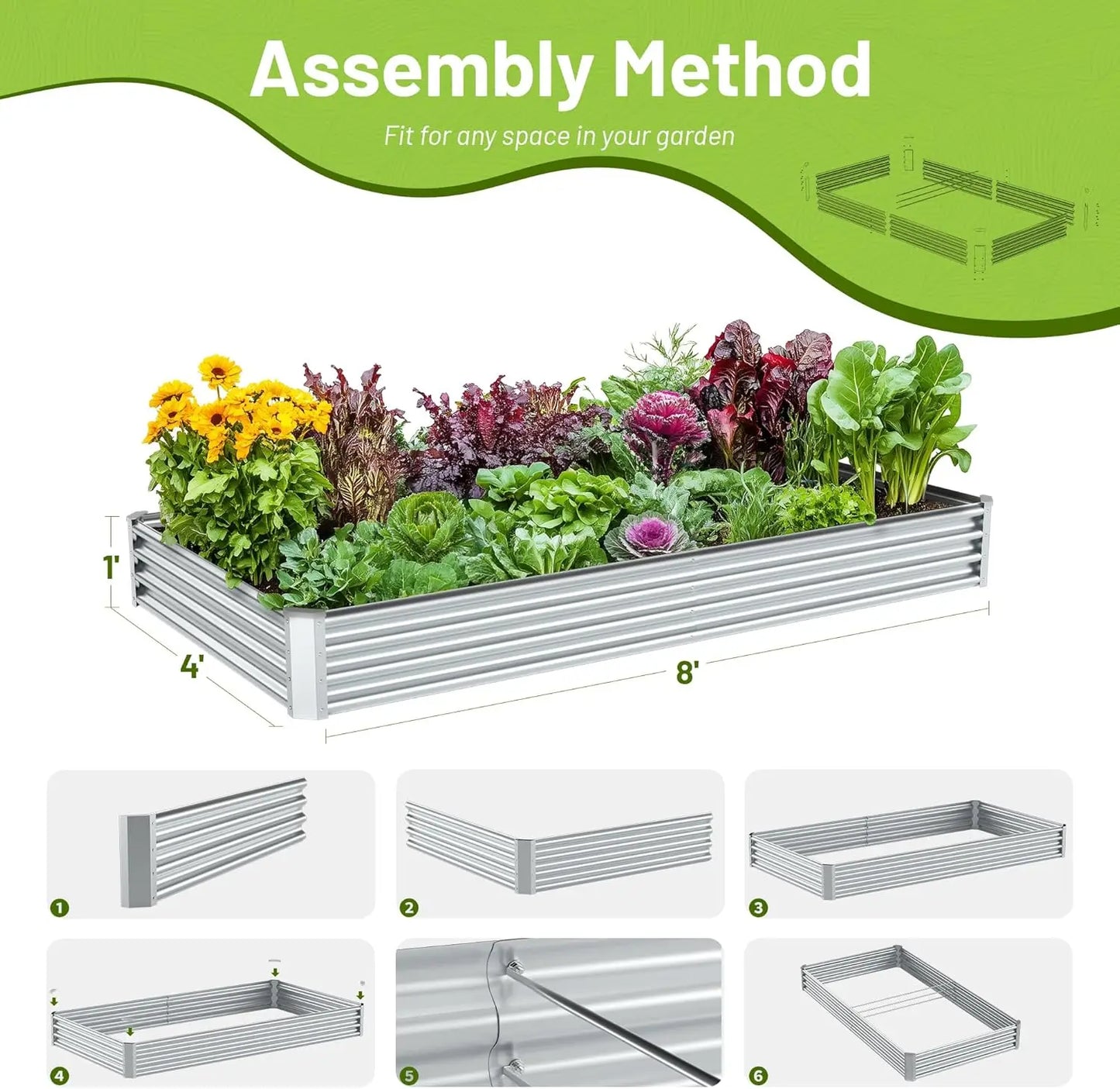 2-Pack Galvanized Raised Garden Bed Kit