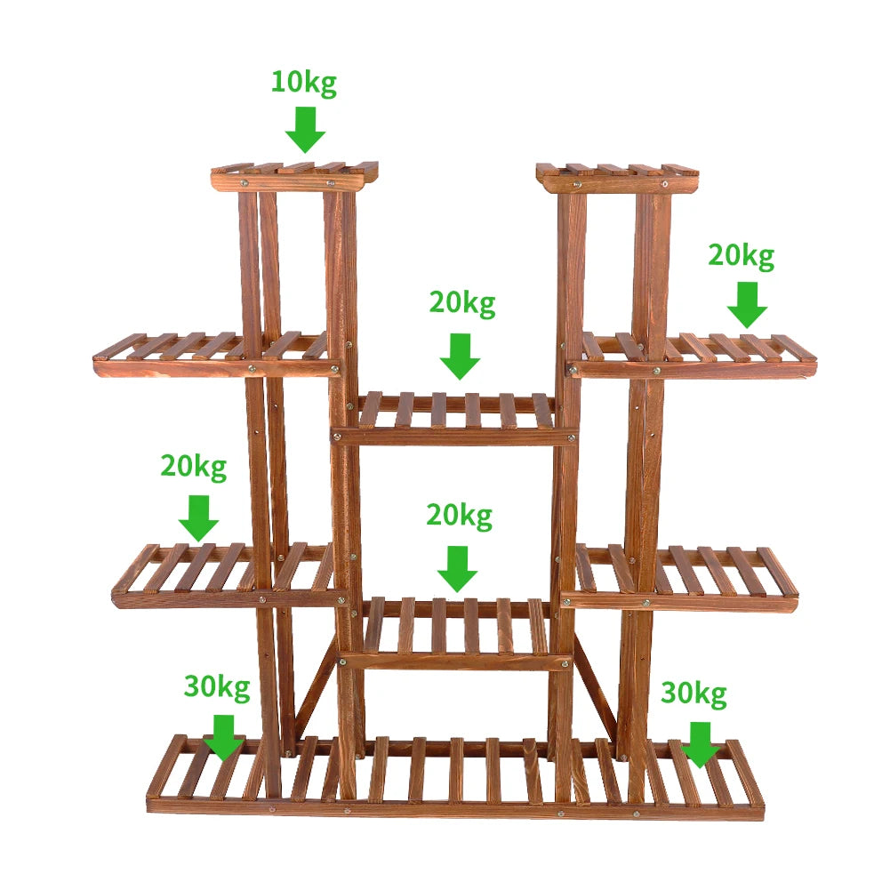 11 Tier Wood Plant Stand