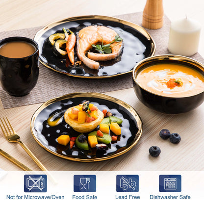 Black Porcelain Dinnerware with Gold Trim