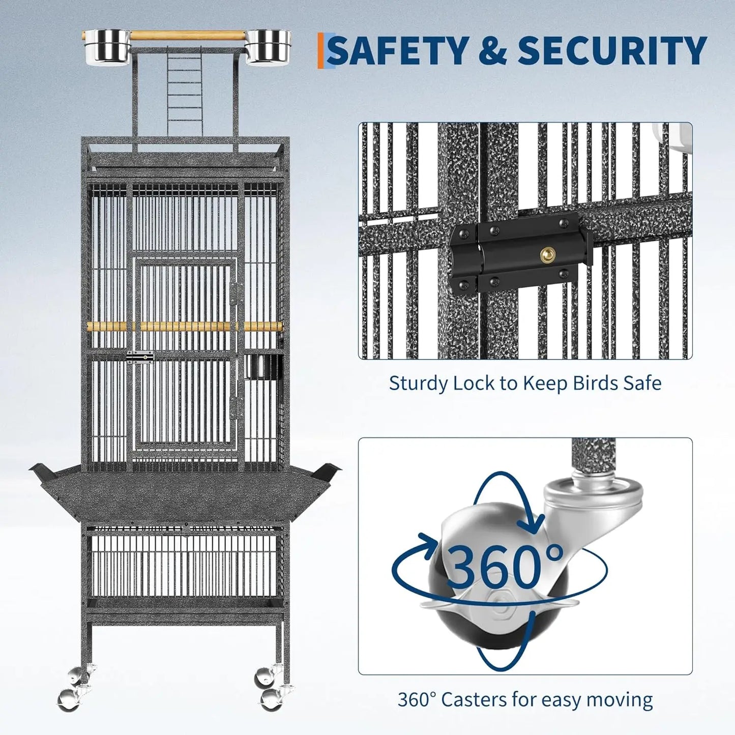 Metal Bird Cage with Play Top
