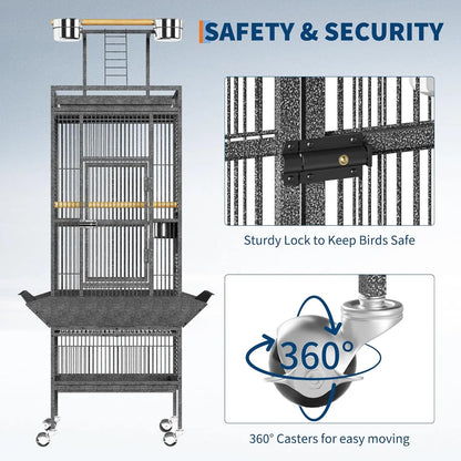Metal Bird Cage with Play Top