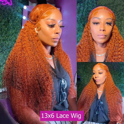 30 Inches Ginger Orange Deep Wave Wig