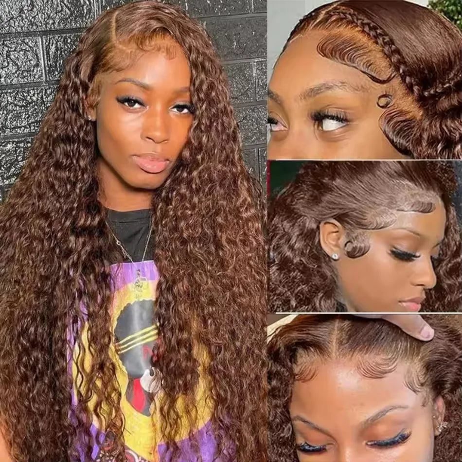 Deep Wave Chocolate Brown Human Hair Wigs