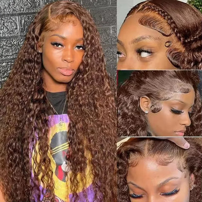 Deep Wave Chocolate Brown Human Hair Wigs