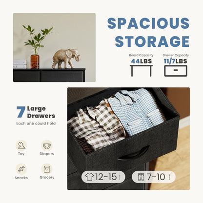 Dresser for Bedroom with 7 Fabric Drawers