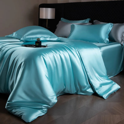 Silk Bed Sheets Set with Duvet Cover