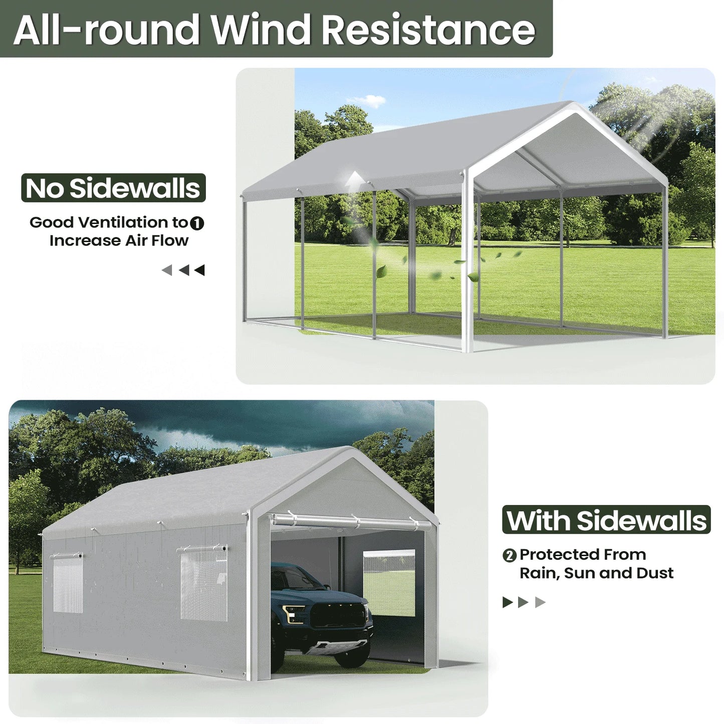 10x20 Ft, Heavy Duty Car Canopy