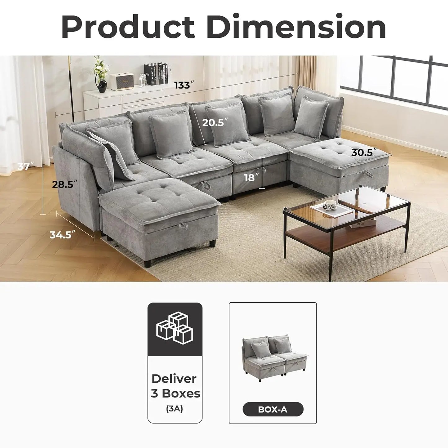 U-Shaped Oversized Sectional Couch