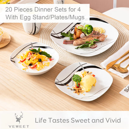 Black Stripe Dinner Plate Combo Set