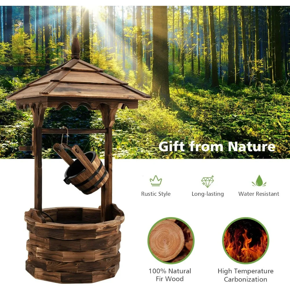 Rustic Wishing Well Fountain