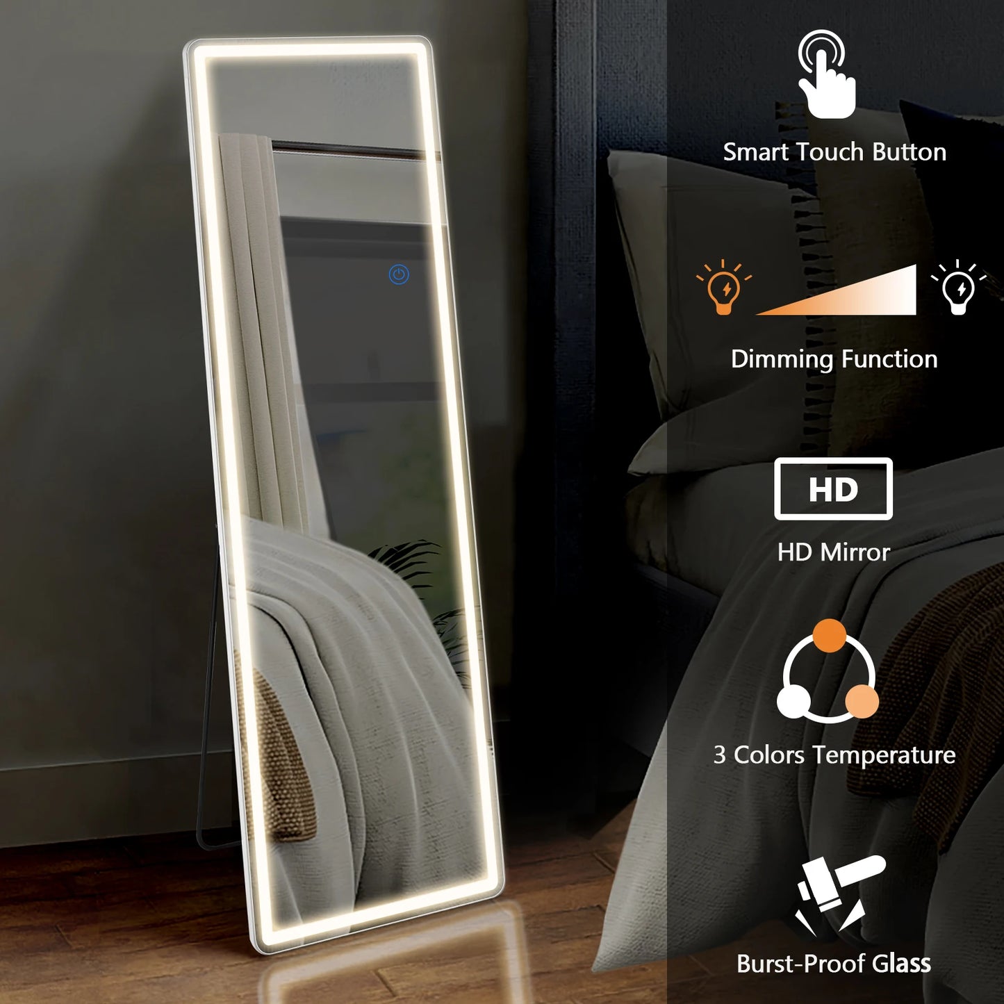 Full Length Mirror with Stand and Frame