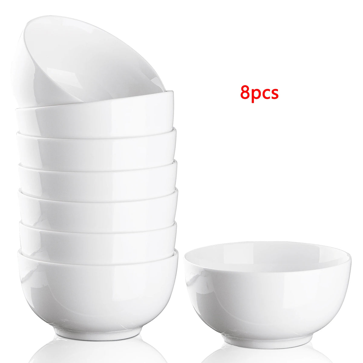 Set of 8 Premium White Ceramic Bowls