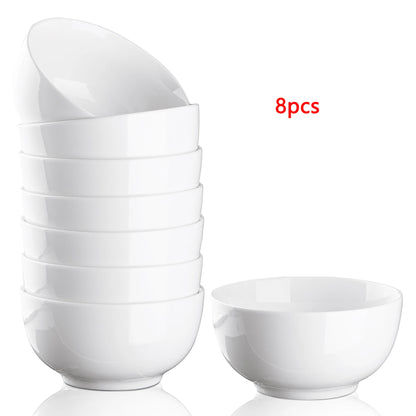 Set of 8 Premium White Ceramic Bowls