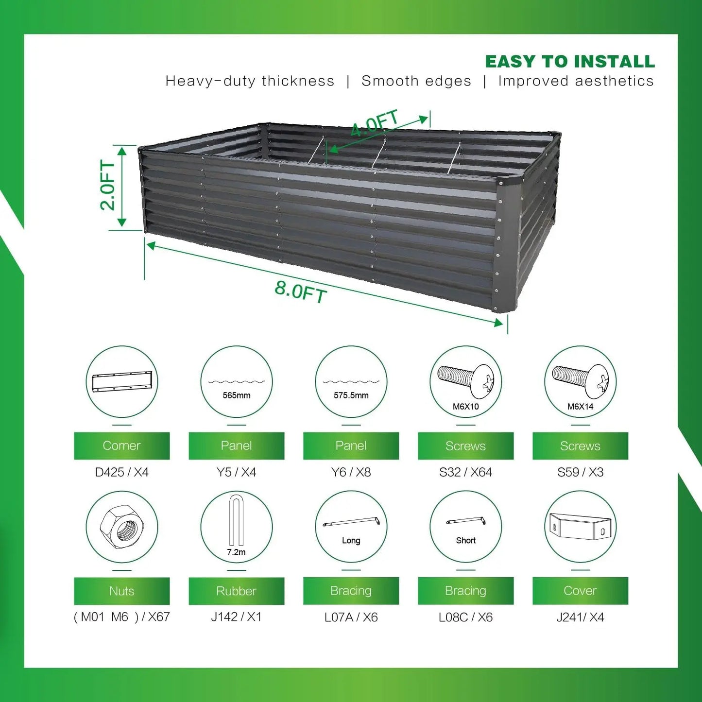 Galvanized Raised Garden Bed Kit