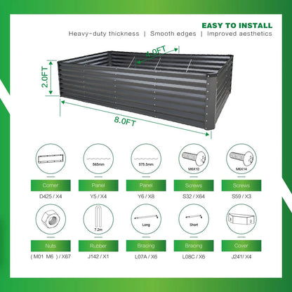 Galvanized Raised Garden Bed Kit