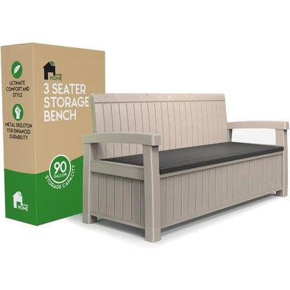 3 Seat Outdoor Resin Storage Bench