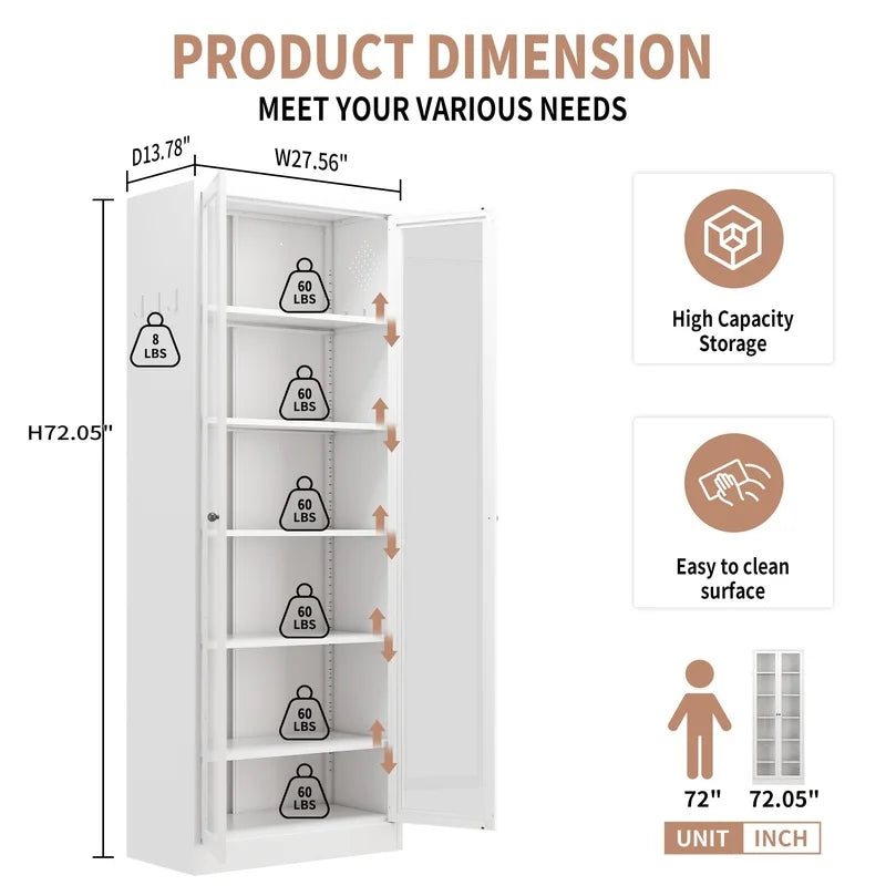 72" Freestanding Kitchen Pantry Cabinet
