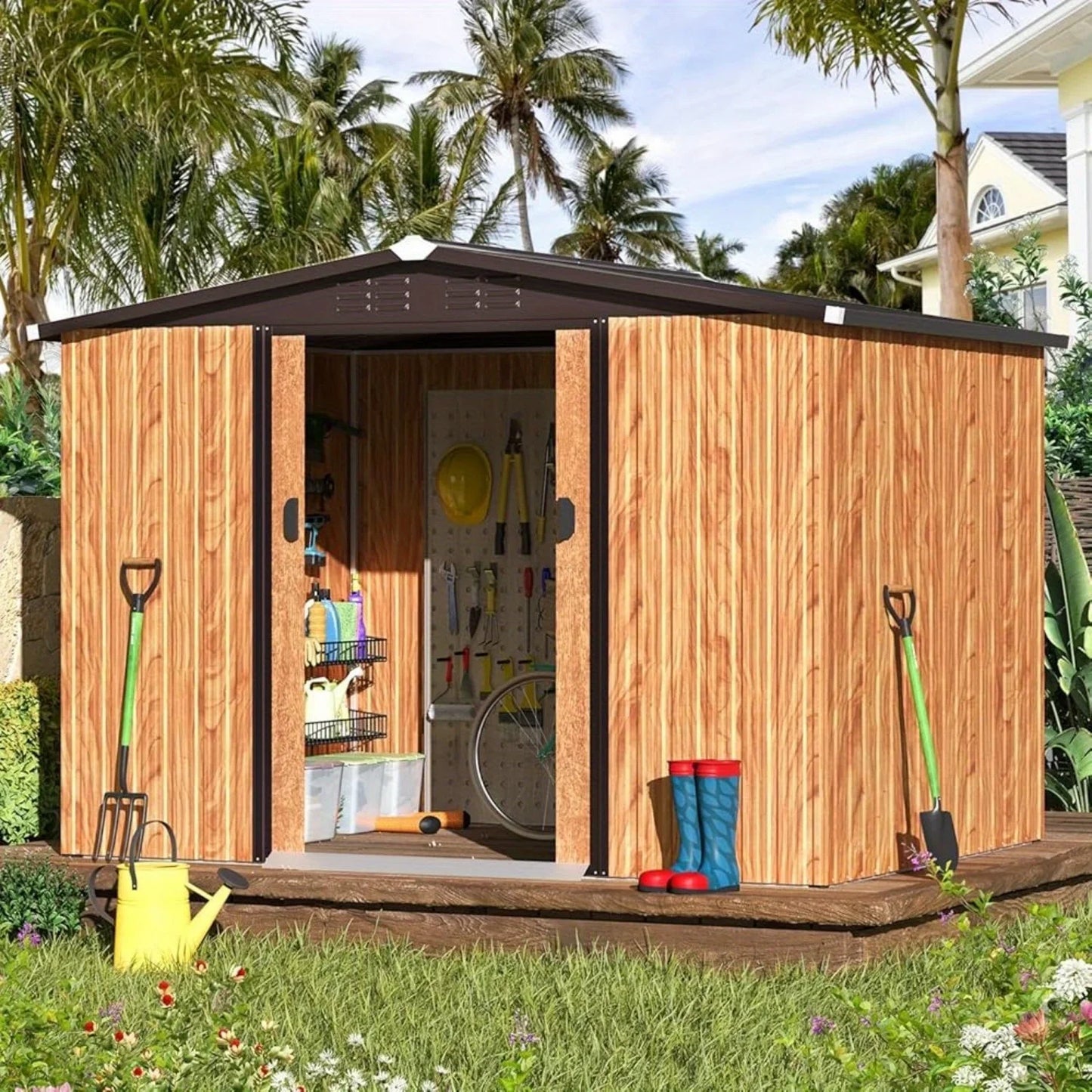Storage Shed with Sliding Door
