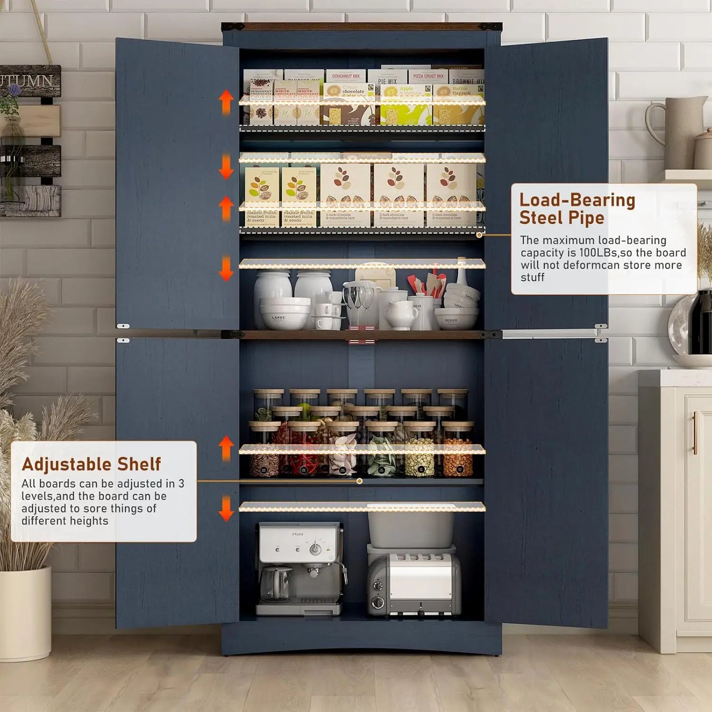 Tall Kitchen Pantry Storage Cabinet