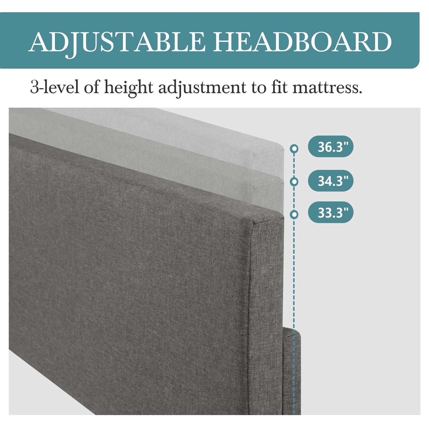 Full/Queen/King Upholstered Bed Frame with Headboard