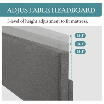 Full/Queen/King Upholstered Bed Frame with Headboard