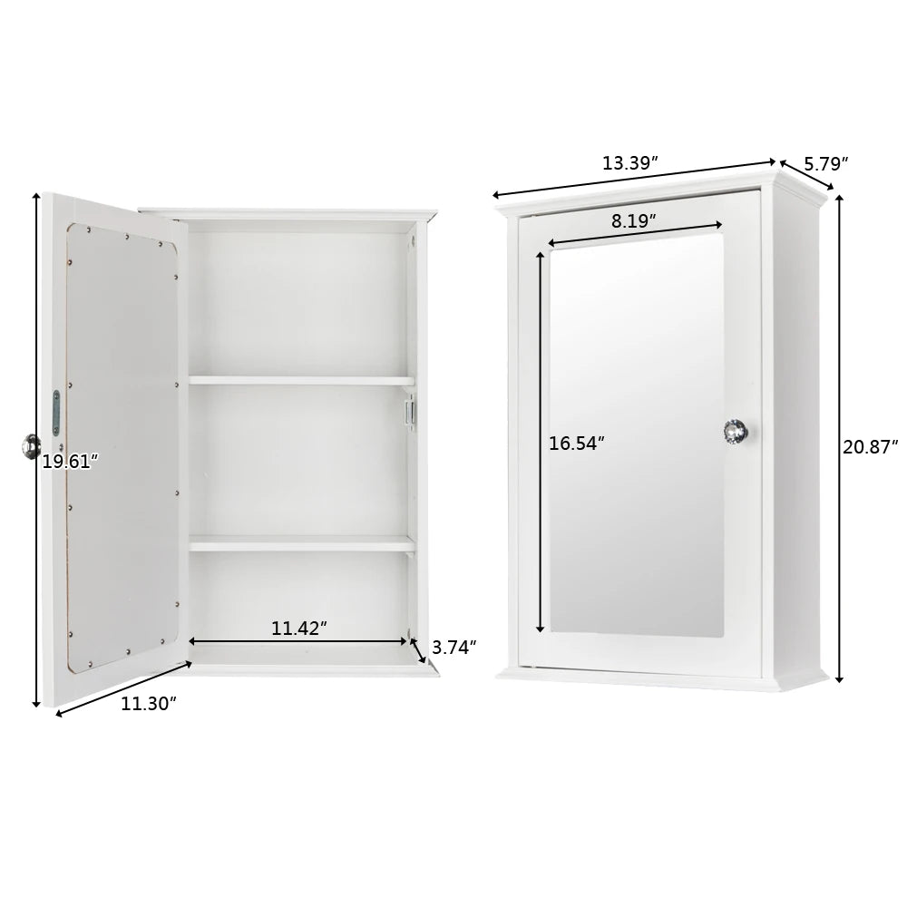 Single Door Mirrored Cabinet Shelf