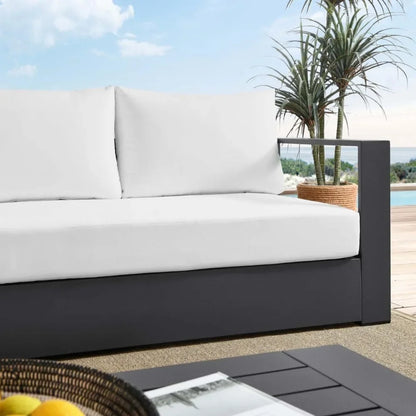 Gray White Aluminum Outdoor Patio Sofa