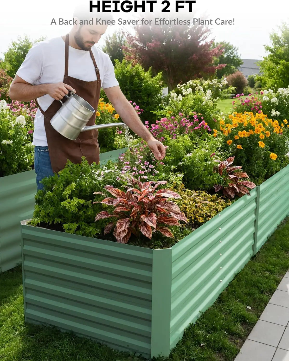 8x4x2 ft Galvanized Raised Garden Bed
