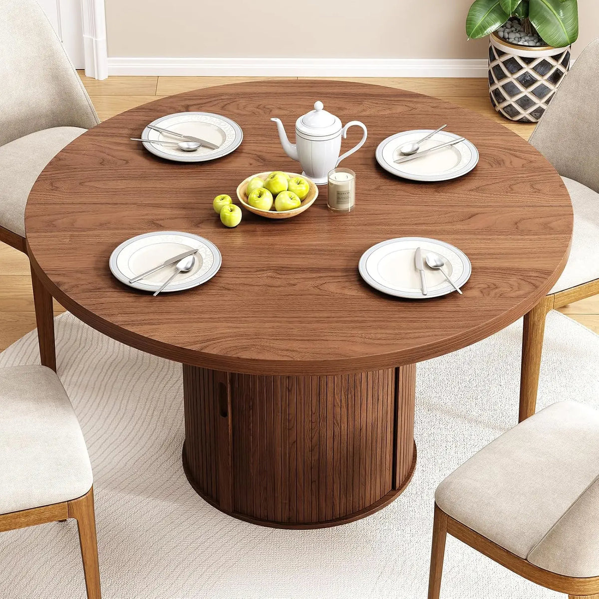Round Dining Table with Storage