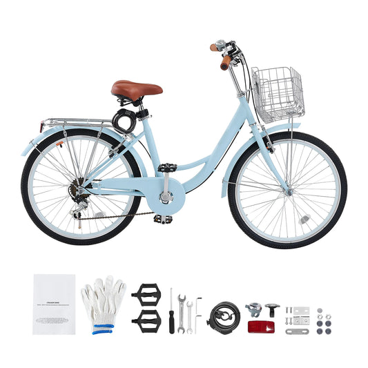 24/26" Beach Cruiser Bike with Basket