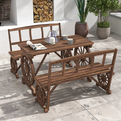Patio Dining W/ Carriage Wheels Design