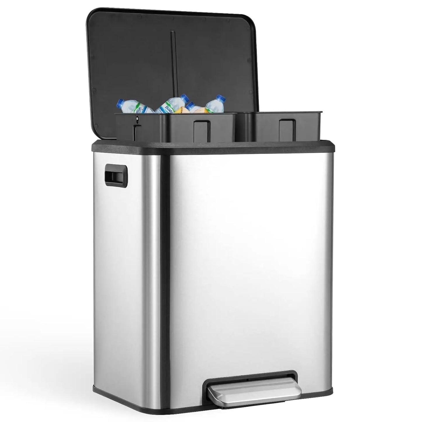 Dual Trash Can, Stainless Steel