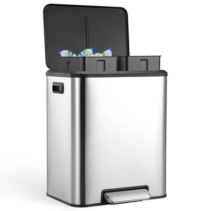 Dual Trash Can, Stainless Steel