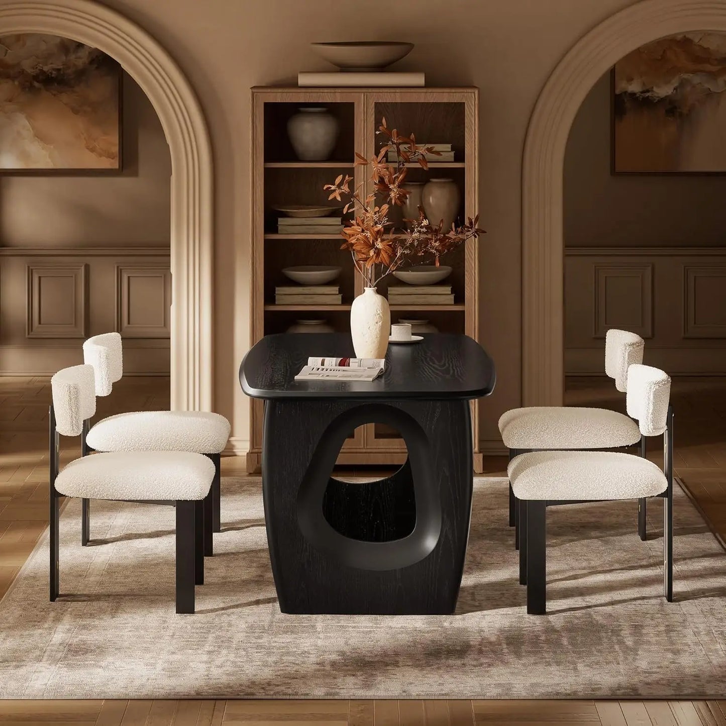 Modern Rectangular Dining Table with Pedestal Base