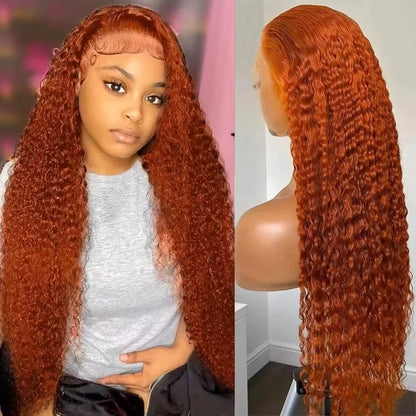 30 Inches Ginger Orange Deep Wave Wig