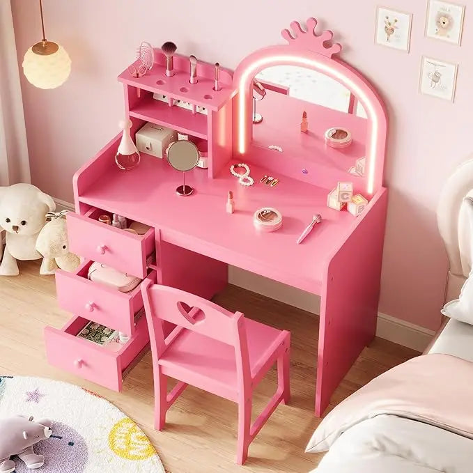 Princess Makeup Vanity Desk & Chair Set