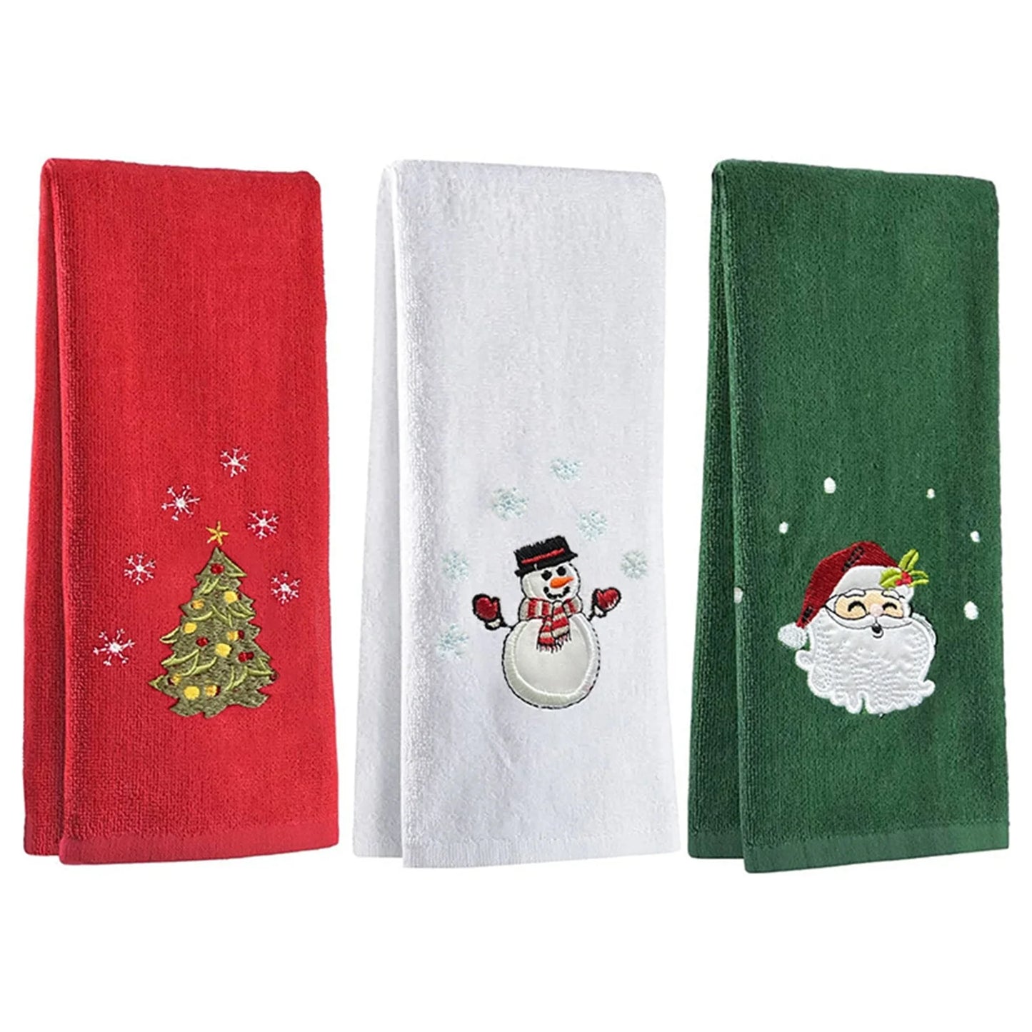Embroidered Christmas Hand Towel Set