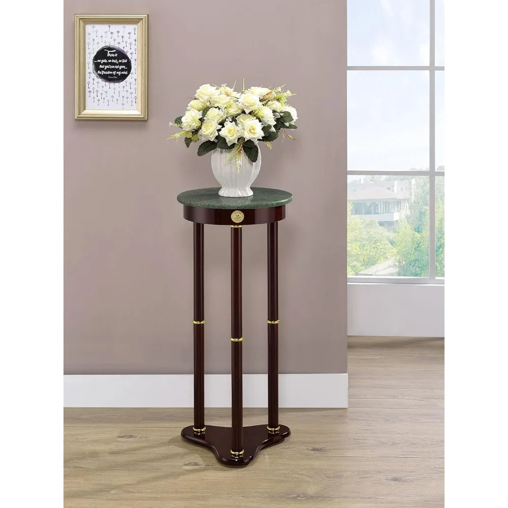 Round Marble Top Table - Green and Merlot