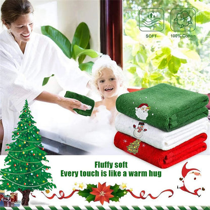 Embroidered Christmas Hand Towel Set