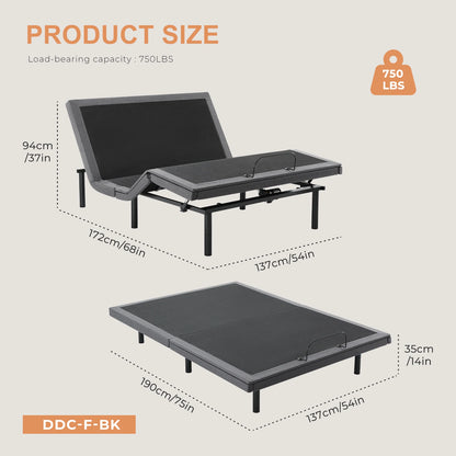 Ergonomic Adjustable Bed Frame with Wireless Remote