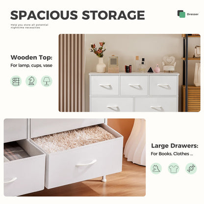 White Chest with Fabric Drawers