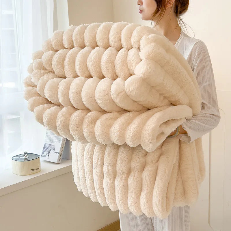Wide Striped Flannel Multifunctional Blanket