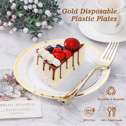 200-pc Gold Disposable Party Plates