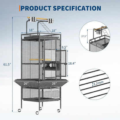Metal Bird Cage with Play Top