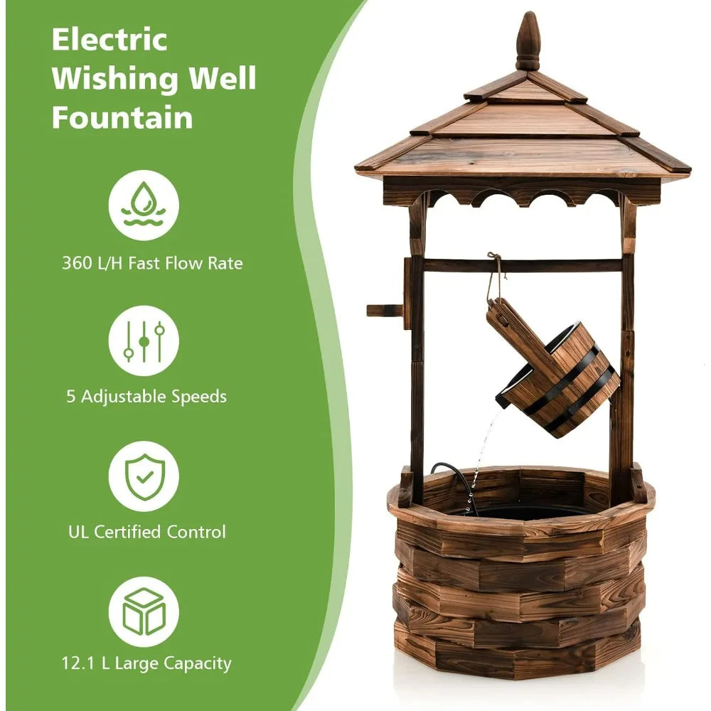 Rustic Wishing Well Fountain