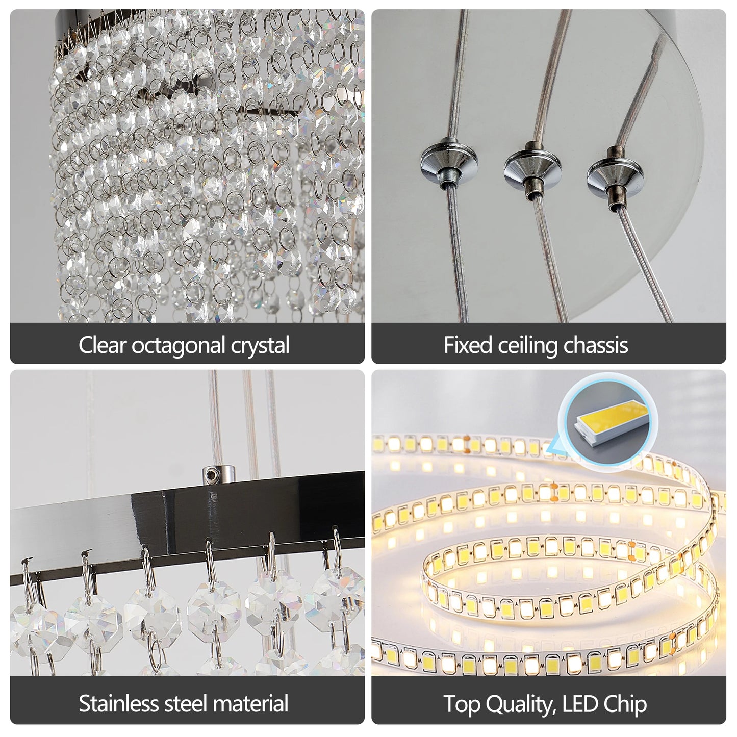 Crystal Chandelier, Dimmable Led Ceiling Lamp
