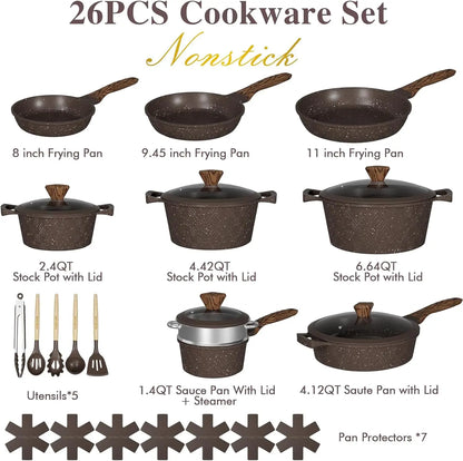 26PCS Pots and Pans Set Non Stick